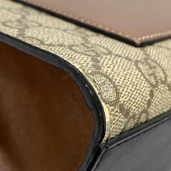 Auth GUCCI Padlock GG Supreme 409486 Beige Ebony Black PVC Leather Shoulder Bag - Picture 4 of 16